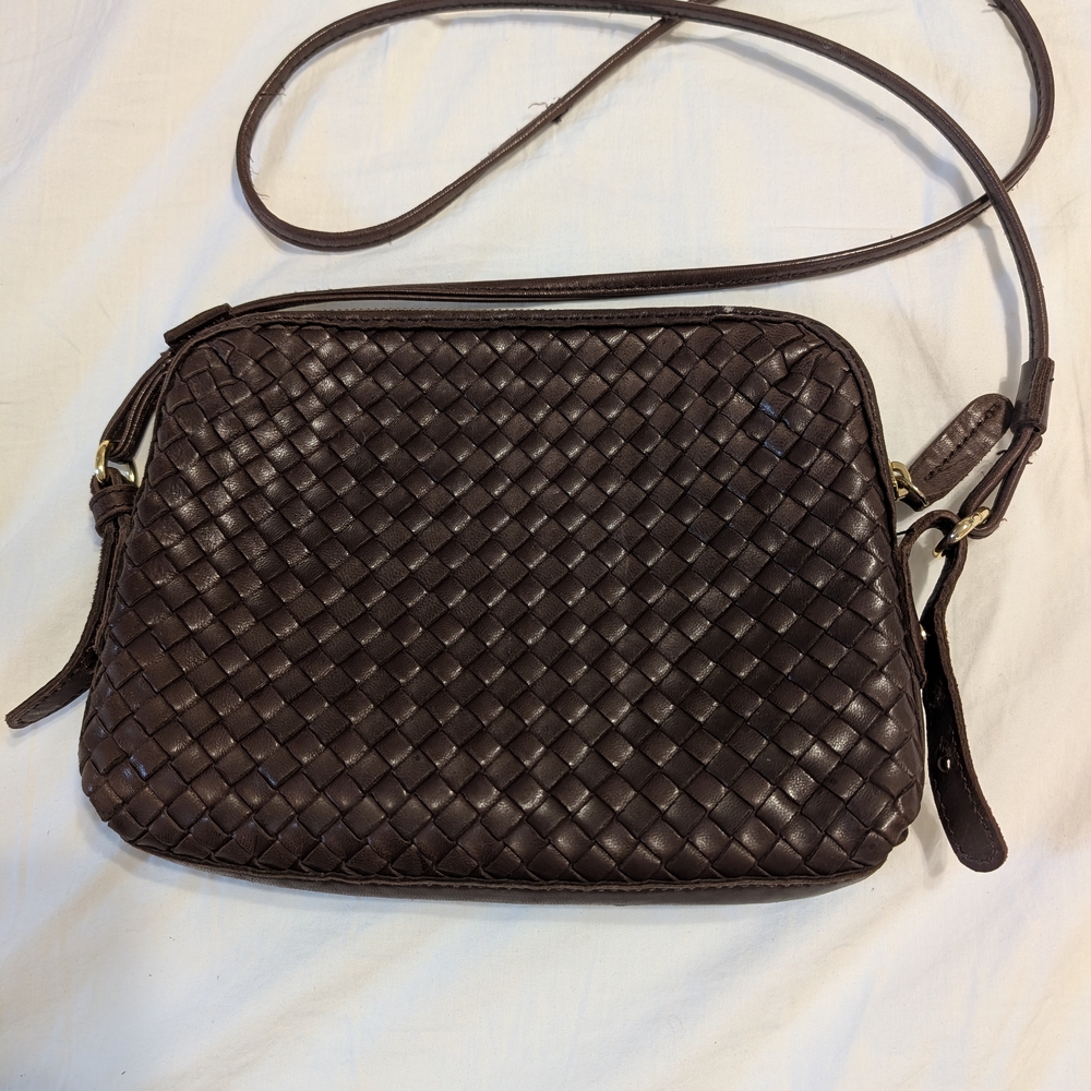 Margot Dark Brown Woven Crossbody Bag
